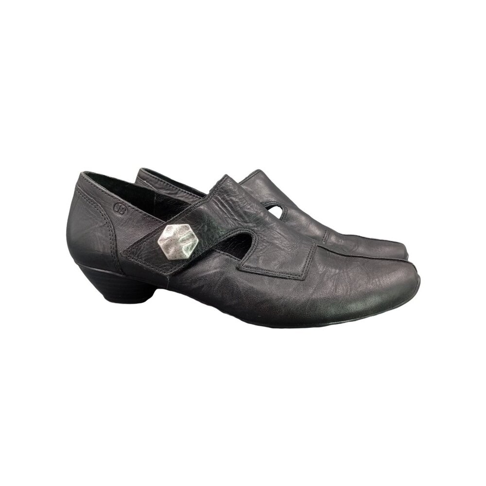 Josef Seibel Tina Black Dress Pump Shoes EUR 41 US 10 Split Toe Mary Jane Strap